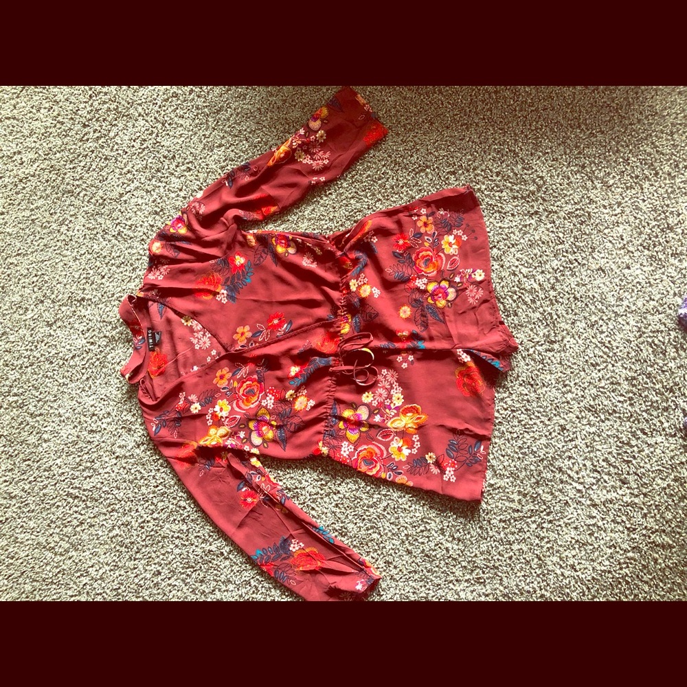 Red floral romper